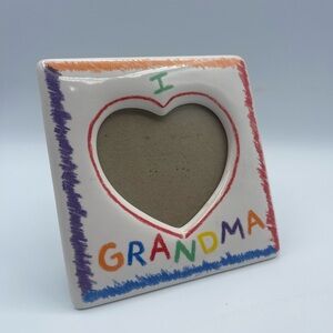 RARE Vintage I Love Grandma Heart Picture Frame 5.5” Ceramic/Resin 90s